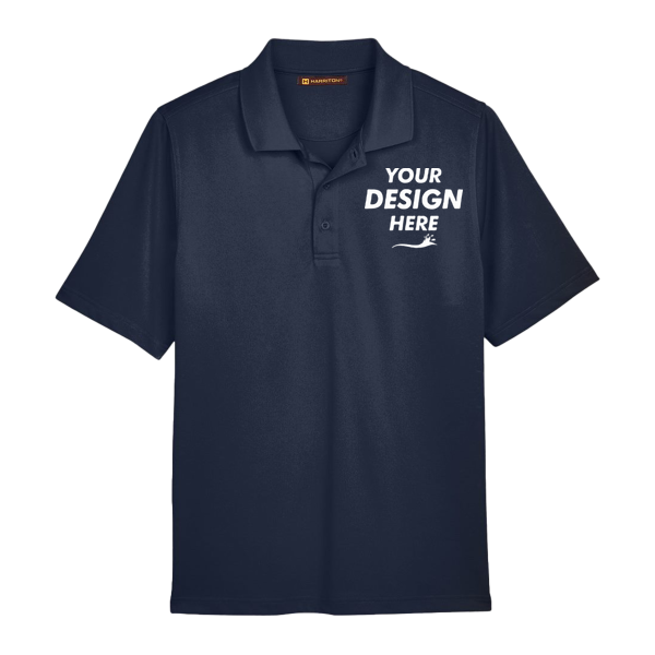 Harriton Men's Tall Advantage Snag Protection Plus IL Polo, Dark Navy, Front view, Mockup