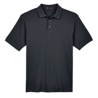 Harriton Men's Tall Cotton Pique Polo, Black, Front view