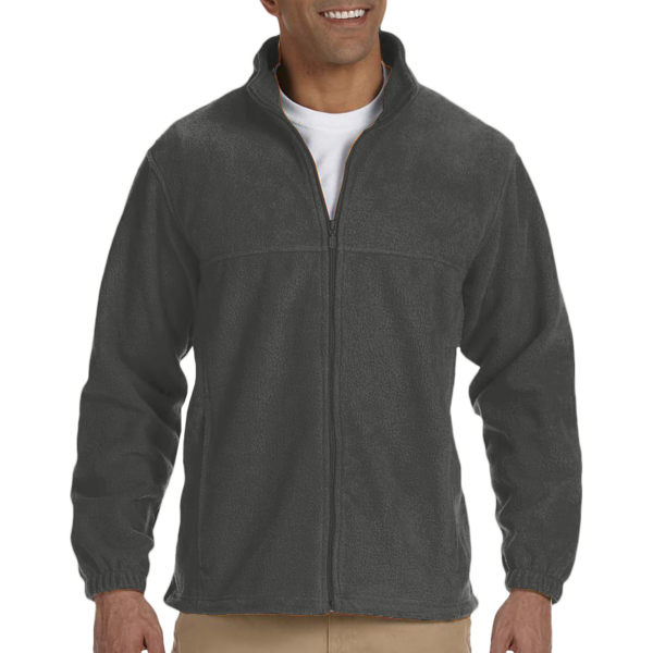 Harriton Men's Tall Full-Zip Fleece, Charcoal, Front view