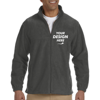 Harriton Men's Tall Full-Zip Fleece, Charcoal, Front view, Mockup