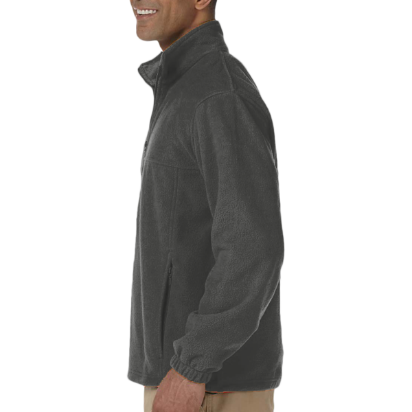 Harriton Men's Tall Full-Zip Fleece, Charcoal, Left Sleeve view