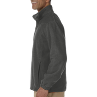 Harriton Men's Tall Full-Zip Fleece, Charcoal, Left Sleeve view