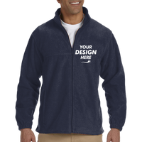 Harriton Men's Tall Full-Zip Fleece, Navy, Front view, Mockup