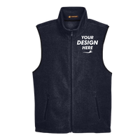 Harriton Unisex Fleece Full-Zip Vest, Navy, Front view, Mockup