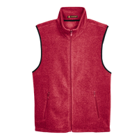 Harriton Unisex Fleece Full-Zip Vest, Red, Front view