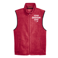 Harriton Unisex Fleece Full-Zip Vest, Red, Front view, Mockup