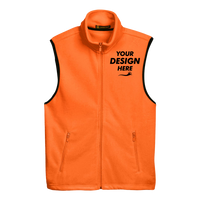 Harriton Unisex Fleece Full-Zip Vest, Safety Orange, Front view, Mockup