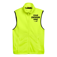 Harriton Unisex Fleece Full-Zip Vest, Safety Yellow, Front view, Mockup