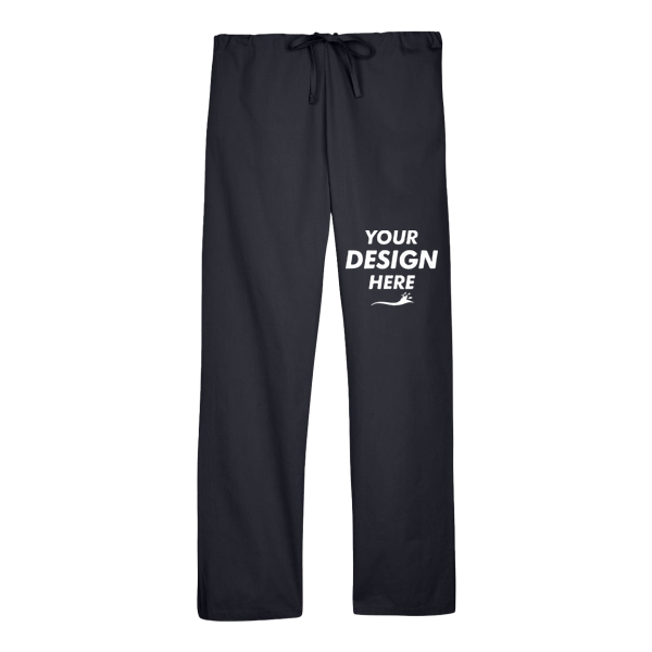 Harriton Unisex Restore Scrub Pants, Black, Front view, Mockup