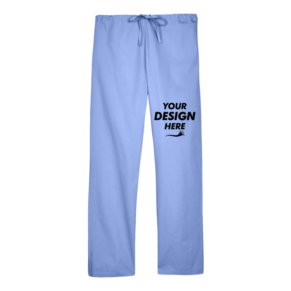 Harriton Unisex Restore Scrub Pants, Ciel Blue, Front view, Mockup