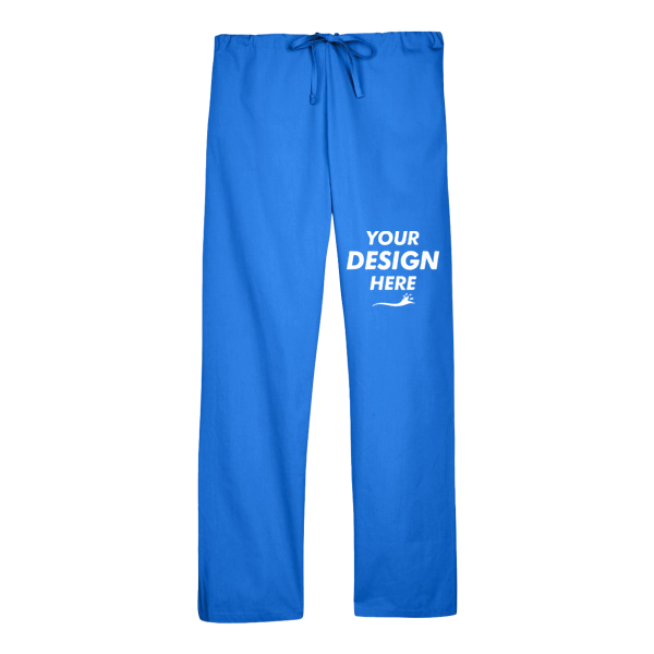 Harriton Unisex Restore Scrub Pants, True Royal, Front view, Mockup