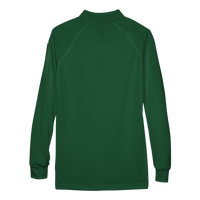 Harriton Women's Advantage Long Sleeve Tactical Polo, Dark Green, Back view