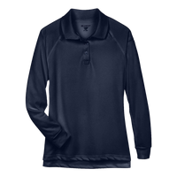 Harriton Women's Advantage Long Sleeve Tactical Polo, Dark Navy, Front view