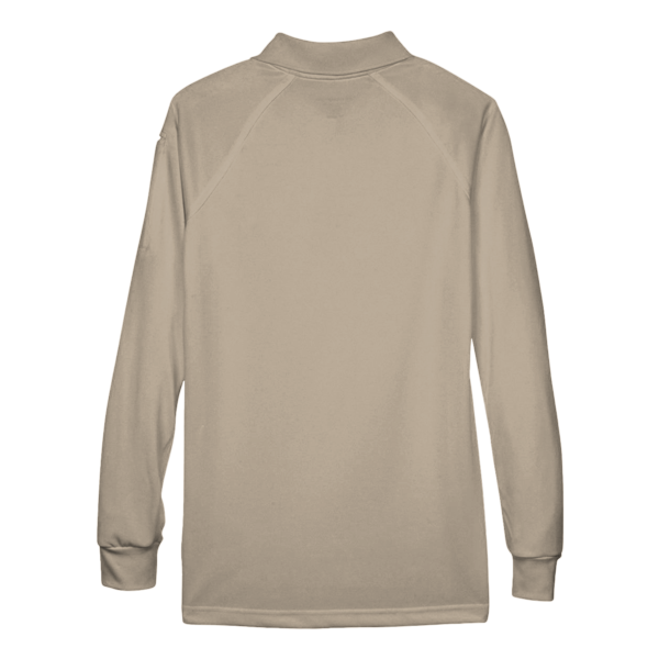 Harriton Women's Advantage Long Sleeve Tactical Polo, Desert Khaki, Back view