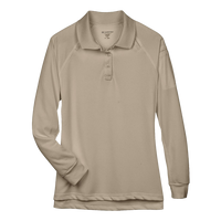 Harriton Women's Advantage Long Sleeve Tactical Polo, Desert Khaki, Front view