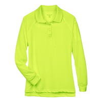Harriton Women's Advantage Long Sleeve Tactical Polo, Safety Yellow, Front view
