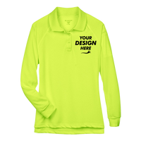 Harriton Women's Advantage Long Sleeve Tactical Polo, Safety Yellow, Front view, Mockup