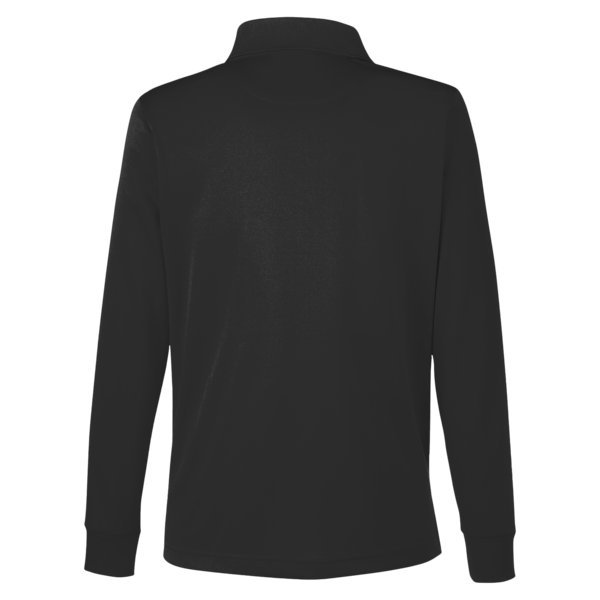 Harriton Women's Advantage Snag Protection Plus IL Long Sleeve Polo, Black, Back view