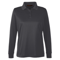 Harriton Women's Advantage Snag Protection Plus IL Long Sleeve Polo, Dark Charcoal, Front view
