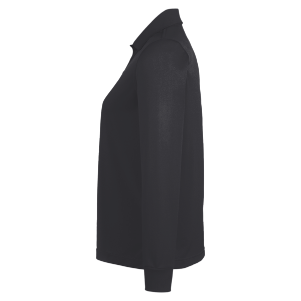 Harriton Women's Advantage Snag Protection Plus IL Long Sleeve Polo, Dark Charcoal, Left Sleeve view
