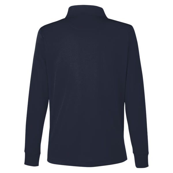 Harriton Women's Advantage Snag Protection Plus IL Long Sleeve Polo, Dark Navy, Back view