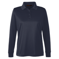 Harriton Women's Advantage Snag Protection Plus IL Long Sleeve Polo, Dark Navy, Front view