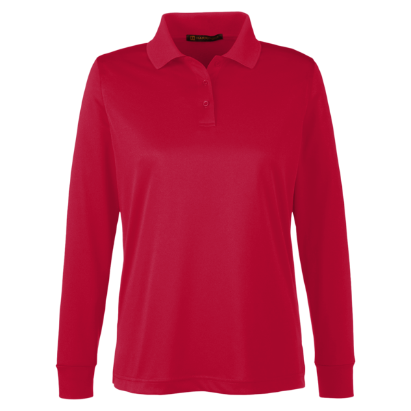 Harriton Women's Advantage Snag Protection Plus IL Long Sleeve Polo, Red, Front view