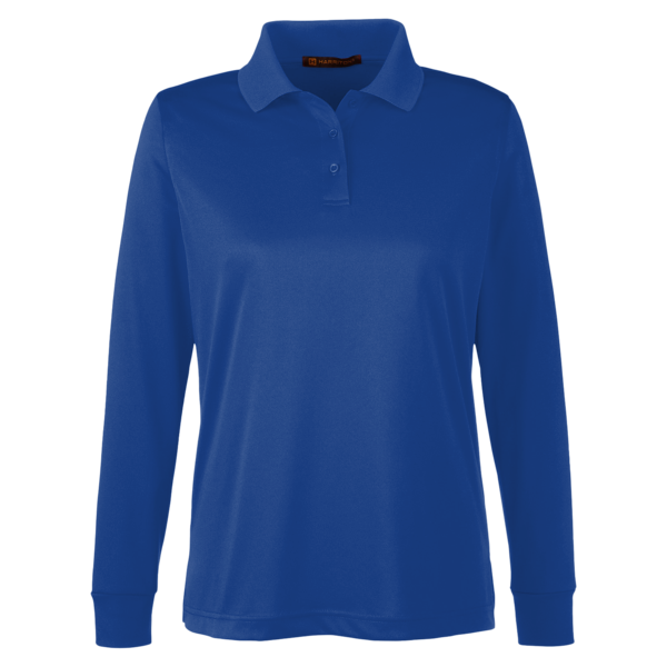 Harriton Women's Advantage Snag Protection Plus IL Long Sleeve Polo, True Royal, Front view