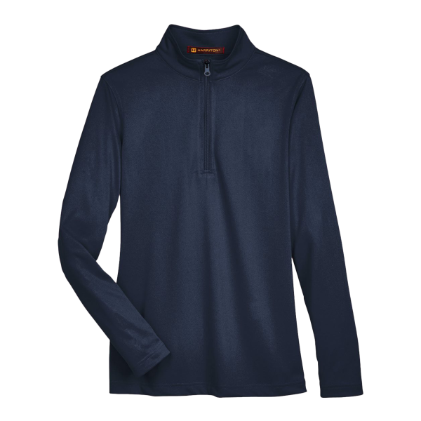 Harriton Women's Advantage Snag Protection Plus Quarter-Zip Pullover, Dark Navy, Front view