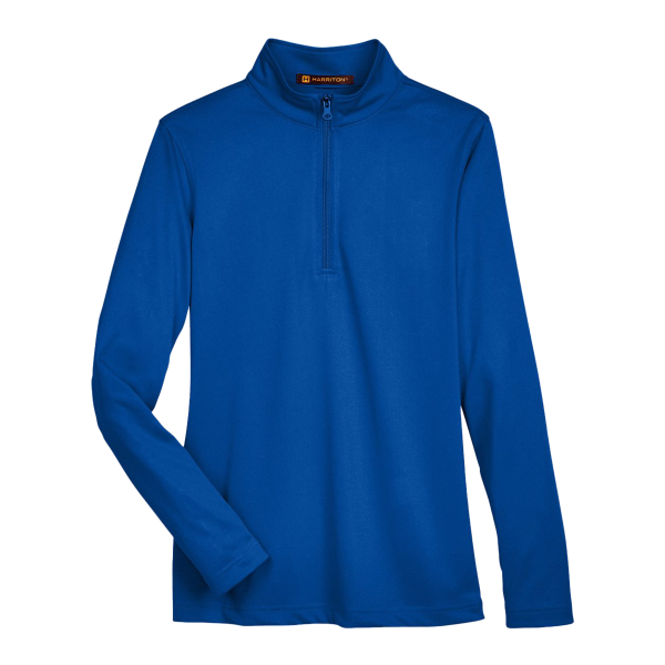 Harriton Women's Advantage Snag Protection Plus Quarter-Zip Pullover, True Royal, Front view
