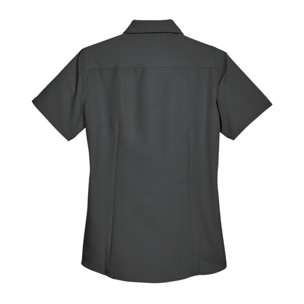 Harriton Women's Barbados Textured Camp Shirt, Black, Back view
