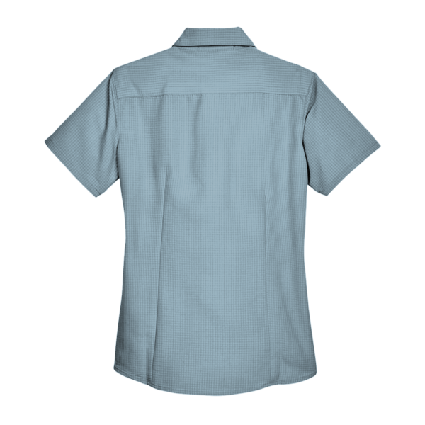 Harriton Women's Barbados Textured Camp Shirt, Cloud Blue, Back view