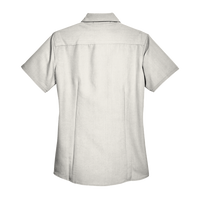 Harriton Women's Barbados Textured Camp Shirt, Cream, Back view