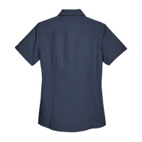 Harriton Women's Barbados Textured Camp Shirt, Navy, Back view
