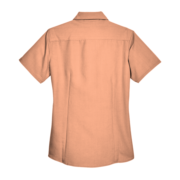 Harriton Women's Barbados Textured Camp Shirt, Nectarine, Back view