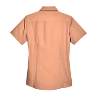 Harriton Women's Barbados Textured Camp Shirt, Nectarine, Back view