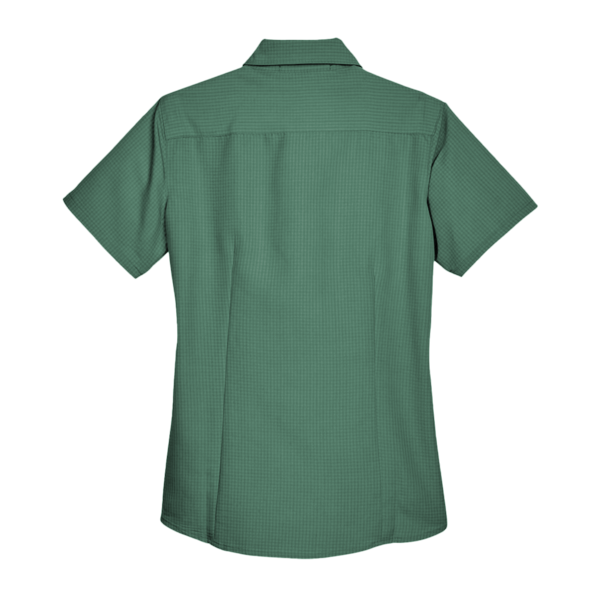 Harriton Women's Barbados Textured Camp Shirt, Palm Green, Back view