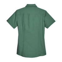 Harriton Women's Barbados Textured Camp Shirt, Palm Green, Back view
