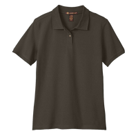Harriton Women's Cotton Polo, Black, Front view