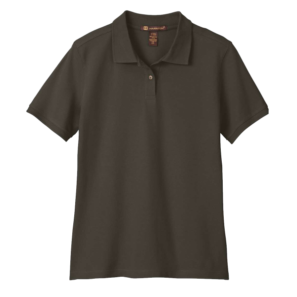 Harriton Women's Cotton Polo, Black, Front view