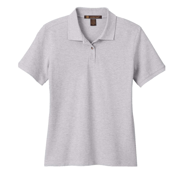 Harriton Women's Cotton Polo, Grey Heather, Front view