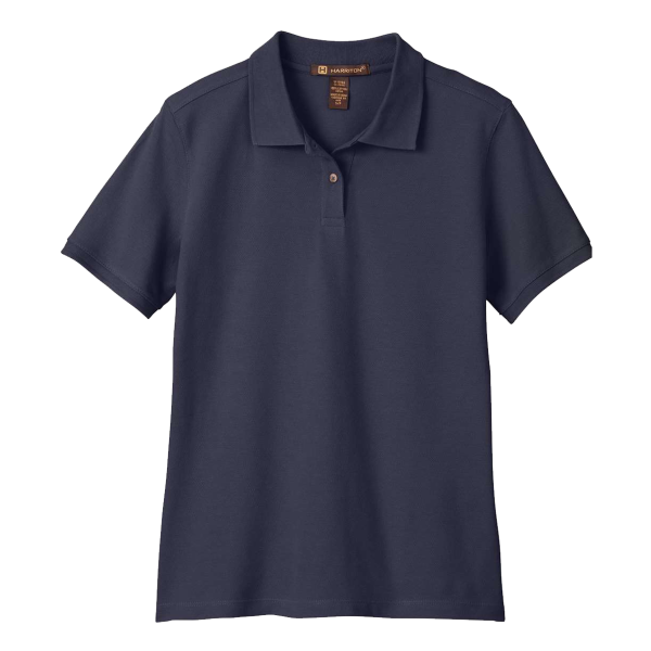 Harriton Women's Cotton Polo, Navy, Front view