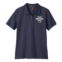 Harriton Women's Cotton Polo, Navy, Front view, Mockup