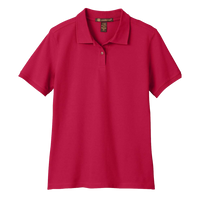 Harriton Women's Cotton Polo, Red, Front view