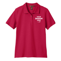 Harriton Women's Cotton Polo, Red, Front view, Mockup