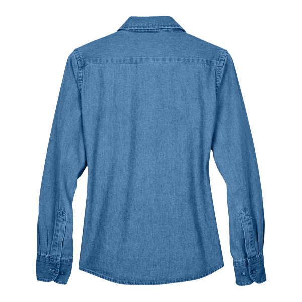 Harriton Women's Denim Shirt, Light Denim, Back view