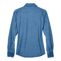 Harriton Women's Denim Shirt, Light Denim, Back view