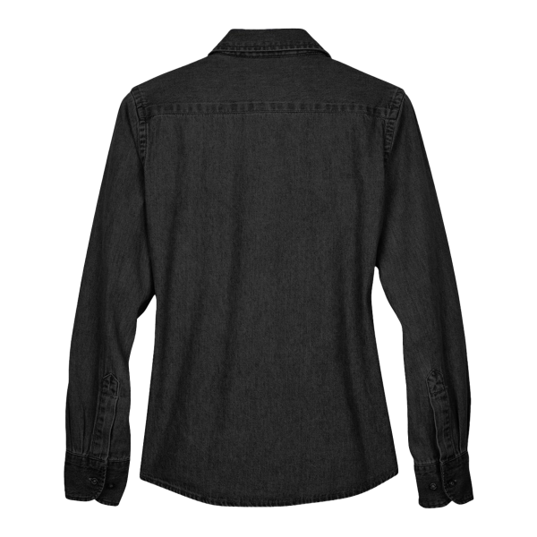 Harriton Women's Denim Shirt, Washed Black, Back view