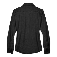 Harriton Women's Denim Shirt, Washed Black, Back view