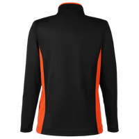 Harriton Women's Flash Snag Protection Plus IL Colorblock Quarter-Zip Pullover, Black / Team Orange, Back view